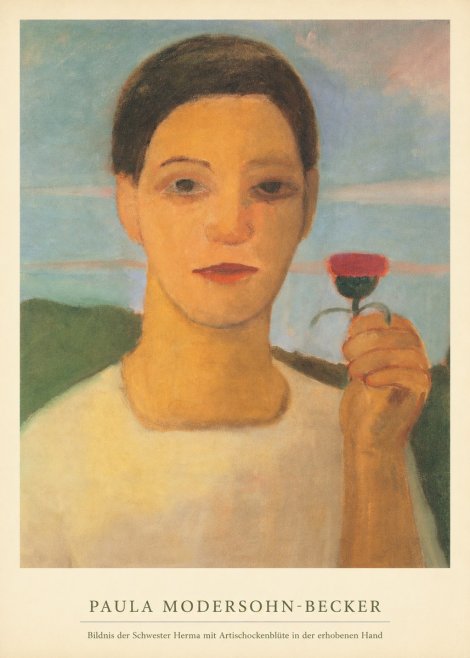 Paula Modersohn-Becker Bildnis Der Schwester Herma Mit Artischockenblüte in Der Erhobenen Hand No6 - Poster