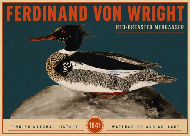 Ferdinand von Wright Red-breasted Merganser No2 - Poster