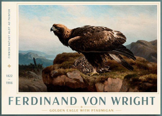 Ferdinand von Wright Golden Eagle with Ptarmigan No3 - Poster