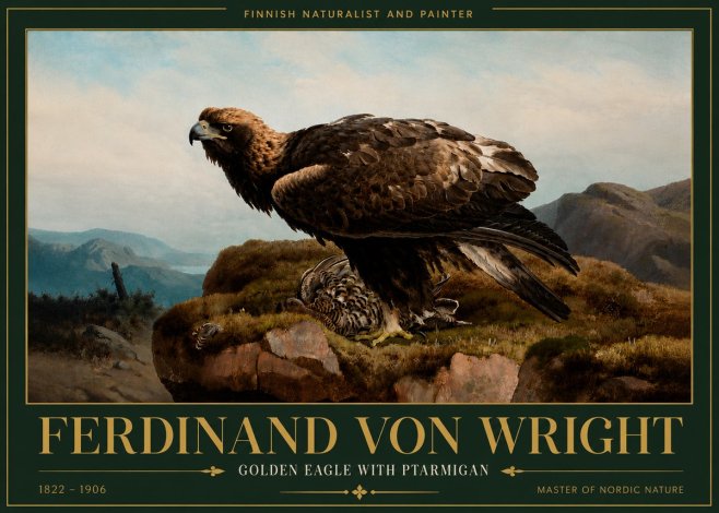 Ferdinand von Wright Golden Eagle with Ptarmigan No6 - Poster