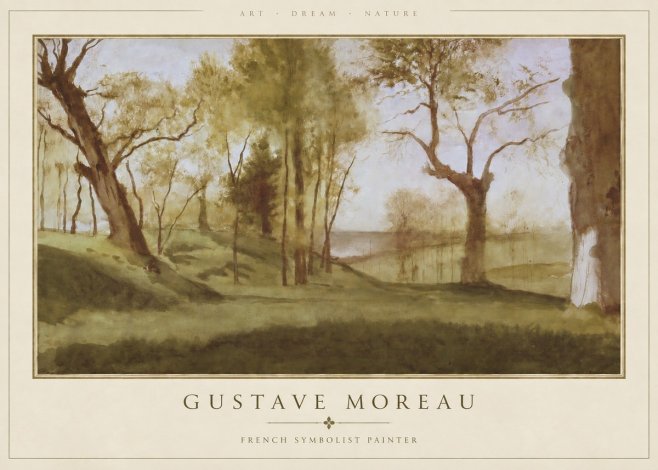 Gustave Moreau Wooded River Landscape No4 - Poster