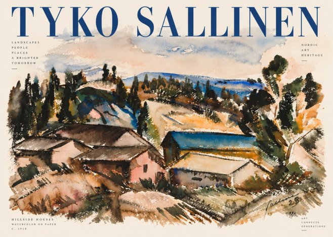 Tyko Sallinen Hillside Houses No5 - Poster