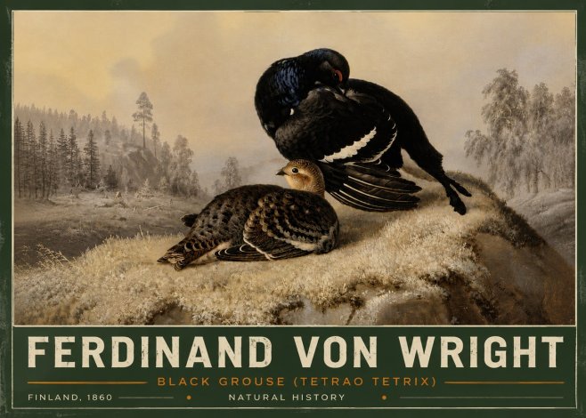 Ferdinand von Wright Black Grouse (Tetrao Tetrix) No5 - Poster