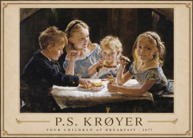 P.S. Krøyer Four Children at Breakfast No1 - Poster