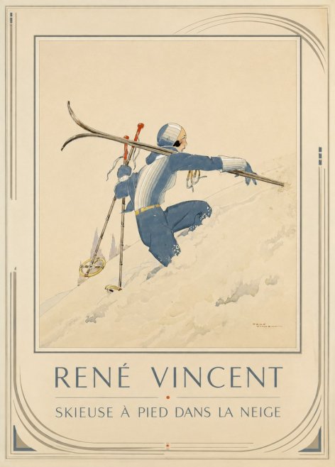 René Vincent Skieuse À Pied Dans La Neige No1 - Poster