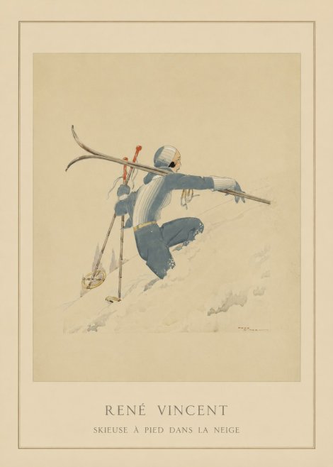 René Vincent Skieuse À Pied Dans La Neige No4 - Poster
