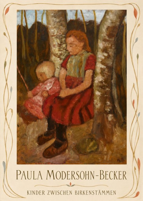 Paula Modersohn-Becker Kinder Zwischen Birkenstämmen No3 - Poster