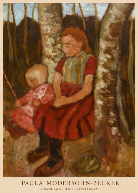 Paula Modersohn-Becker Kinder Zwischen Birkenstämmen No6 - Poster