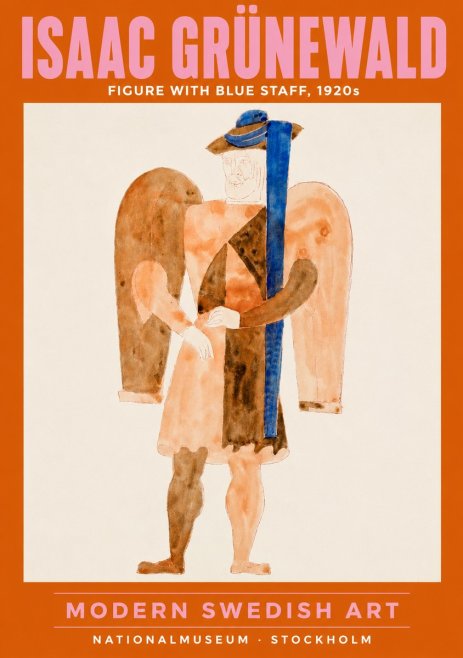 Isaac Grünewald Figure with Blue Staff No2 - Poster
