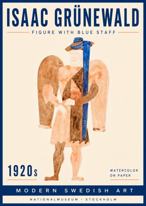 Isaac Grünewald Figure with Blue Staff No5 - Poster