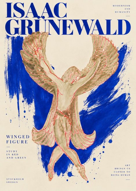 Isaac Grünewald Winged Figure Study in Red and Green No6 - Poster