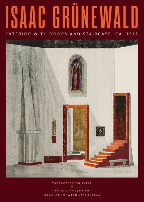 Isaac Grünewald Interior with Doors and Staircase, Ca. 1915 No2 - Poster