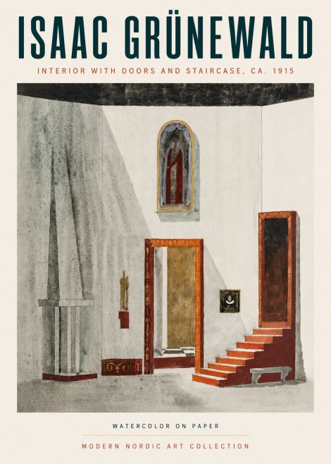 Isaac Grünewald Interior with Doors and Staircase, Ca. 1915 No3 - Poster