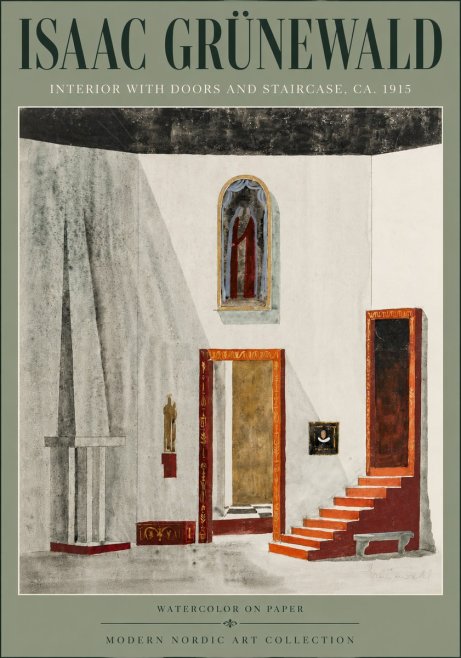 Isaac Grünewald Interior with Doors and Staircase, Ca. 1915 No6 - Poster