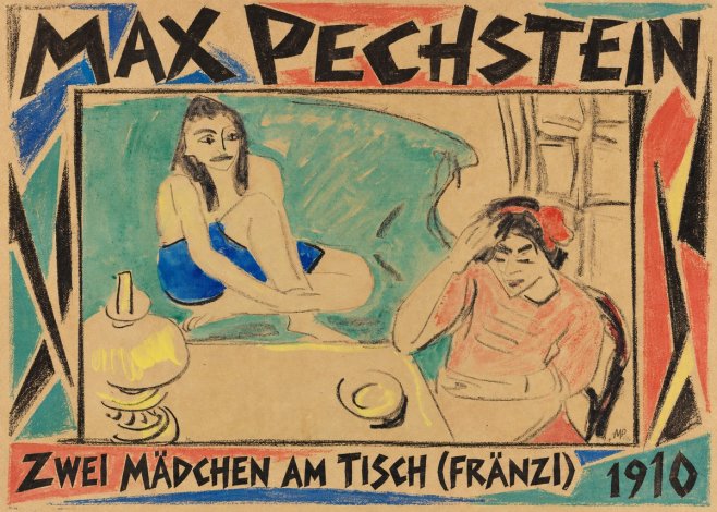Max Pechstein Zwei Mädchen Am Tisch (Fränzi) No1 - Poster