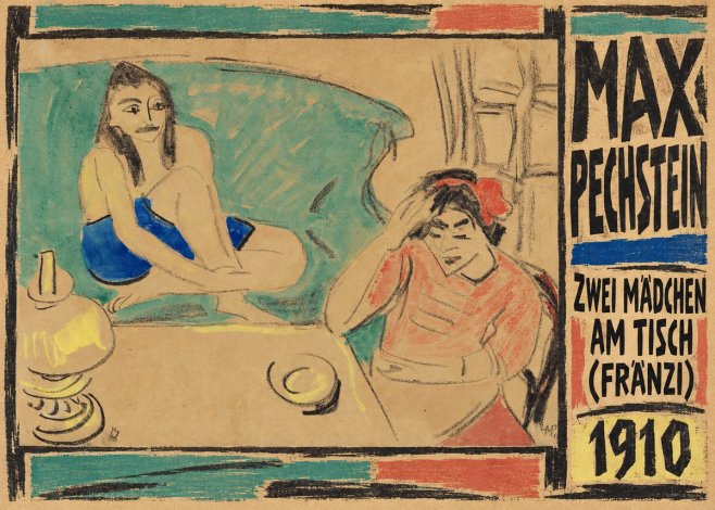 Max Pechstein Zwei Mädchen Am Tisch (Fränzi) No5 - Poster