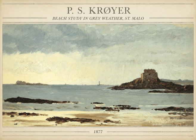 P.S. Krøyer Beach Study in Grey Weather, St. Malo No3 - Poster