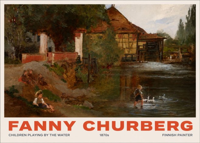 Fanny Churberg Children Playing by the Water No2 - Poster