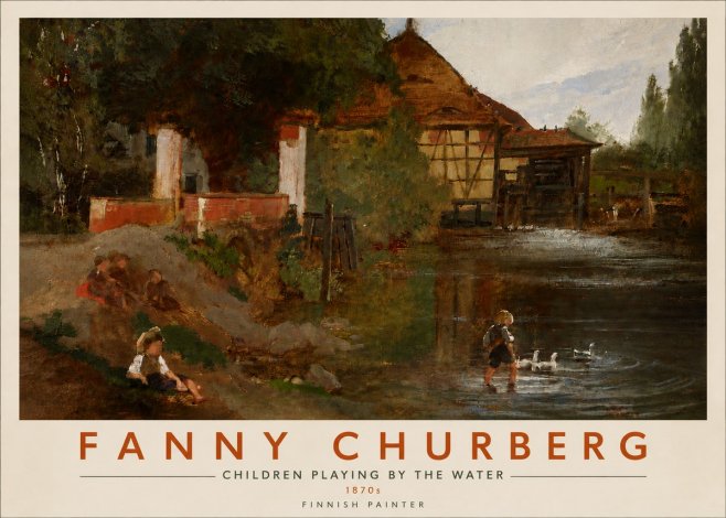 Fanny Churberg Children Playing by the Water No5 - Poster