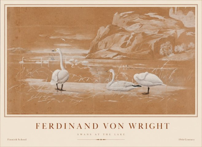 Ferdinand von Wright Swans at the Lake No1 - Poster