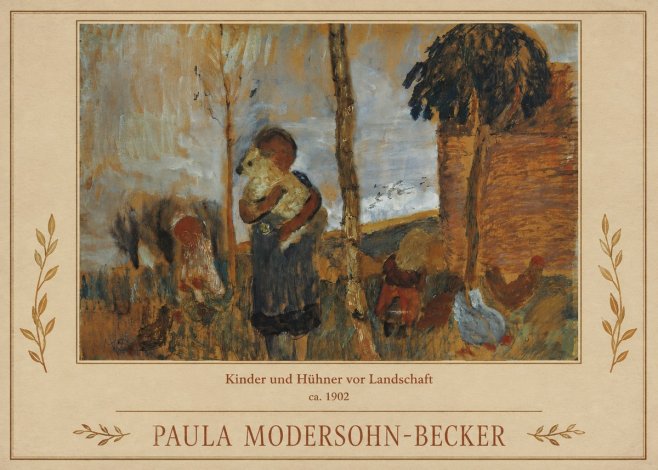 Paula Modersohn-Becker Kinder Und Hühner Vor Landschaft No1 - Poster