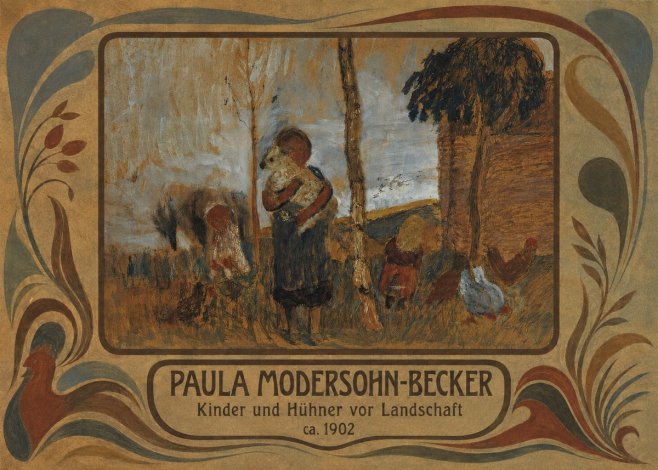 Paula Modersohn-Becker Kinder Und Hühner Vor Landschaft No4 - Poster