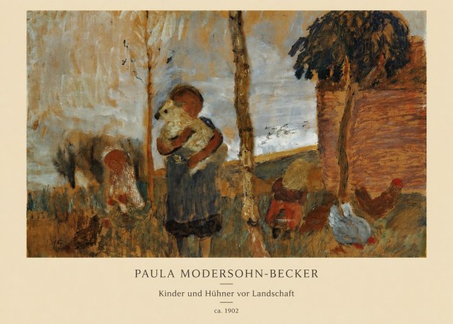 Paula Modersohn-Becker Kinder Und Hühner Vor Landschaft No6 - Poster