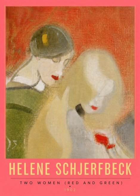 Helene Schjerfbeck Two Women (Red and Green) No6 - Poster