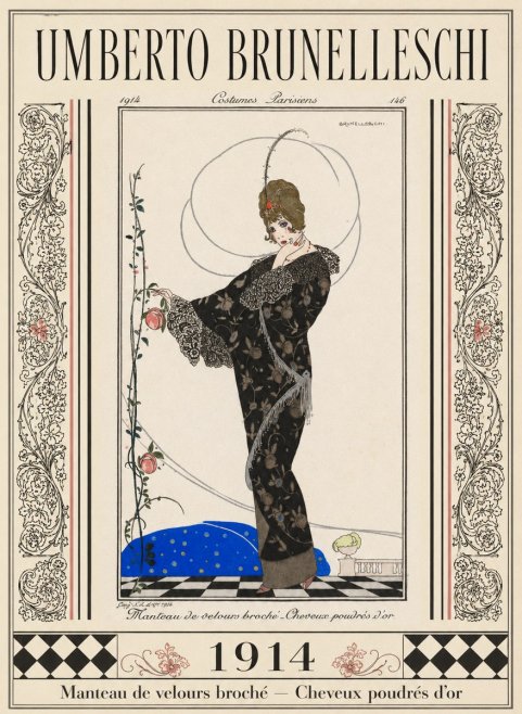 Umberto Brunelleschi Manteau De Velours Broché – Cheveux Poudrés D'or No5 - Poster