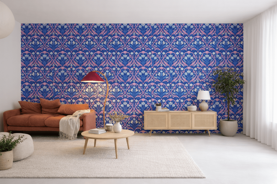 Coral Blossom Tapestry