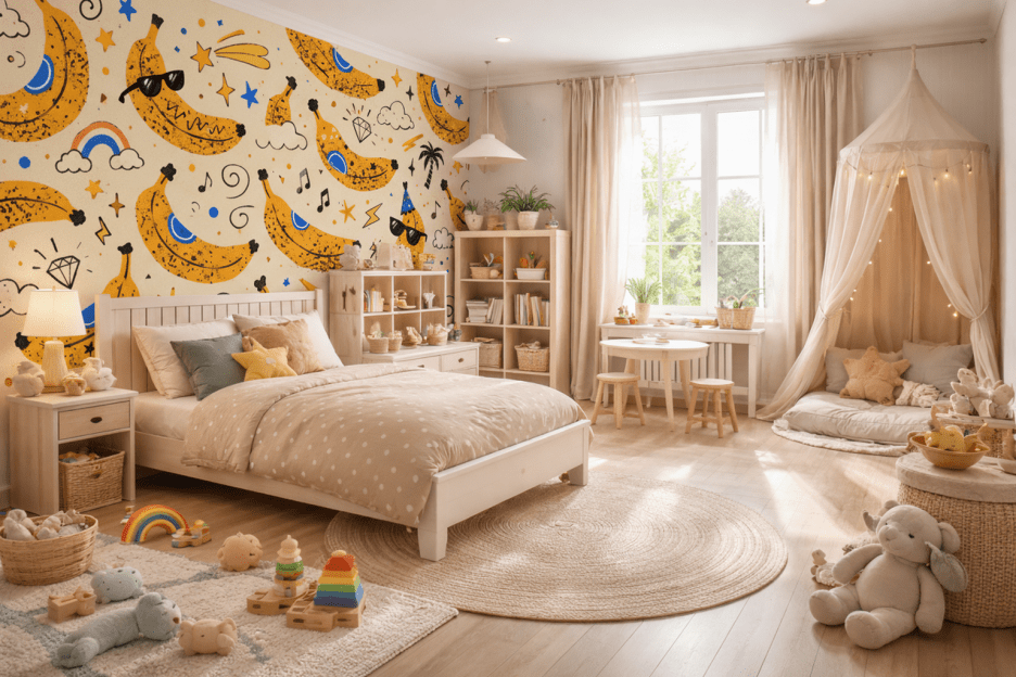 Whimsical Banana Mural