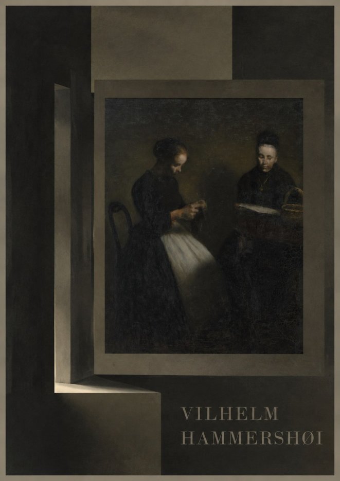 Vilhelm Hammershøi Two Women Knitting No6 - Poster