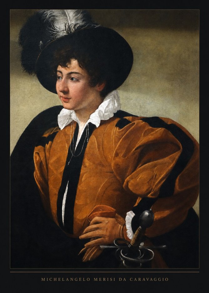 Michelangelo Merisi da Caravaggio Young Man with a Plumed Hat No6 - Poster