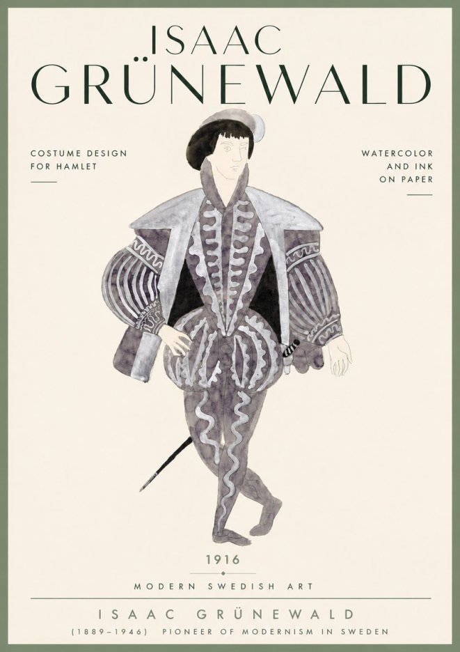 Isaac Grünewald Costume Design for Hamlet No4 - Poster