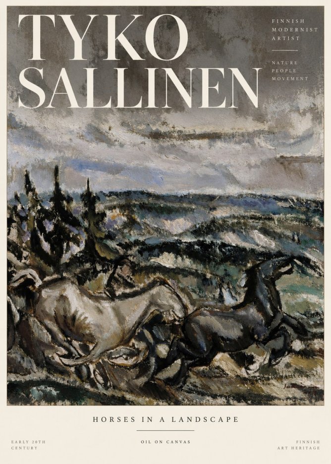 Tyko Sallinen Horses in a Landscape No3 - Poster