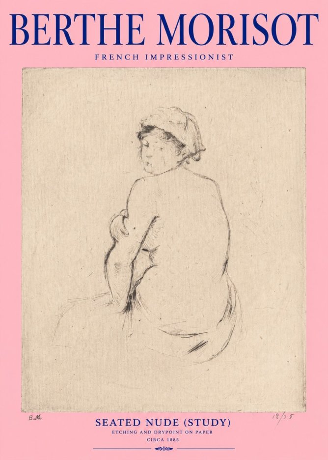 Berthe Morisot Seated Nude (Study) No2 - Poster