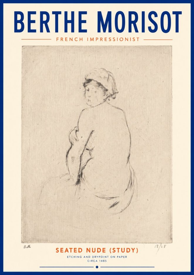 Berthe Morisot Seated Nude (Study) No4 - Poster
