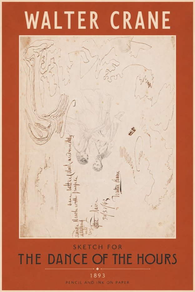 Walter Crane Sketch for 'the Dance of the Hours' No5 - Poster