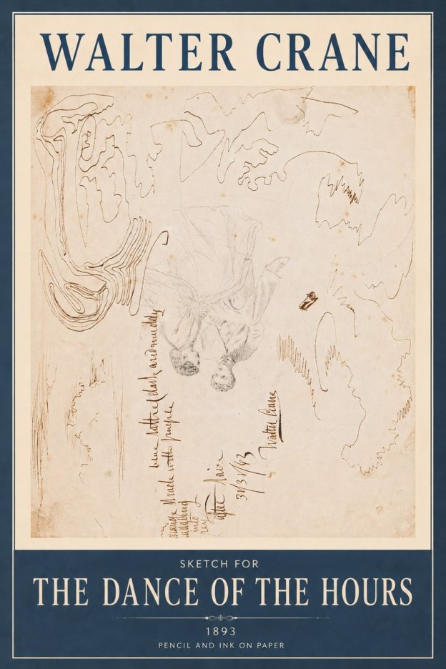 Walter Crane Sketch for 'the Dance of the Hours' No6 - Poster