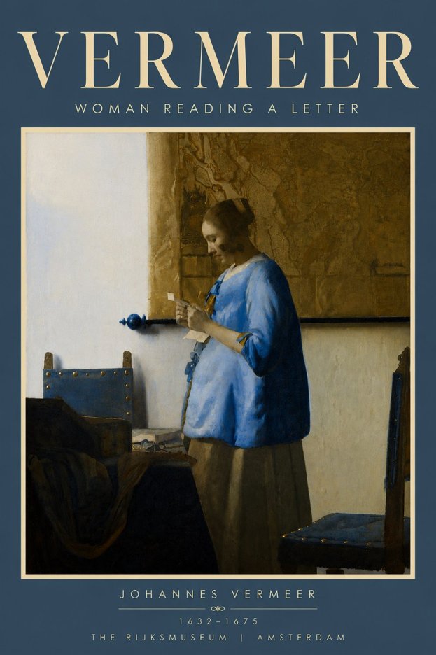 Vermeer Woman Reading a Letter No6 - Poster