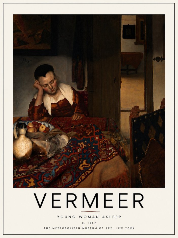 Vermeer Young Woman Asleep No6 - Poster