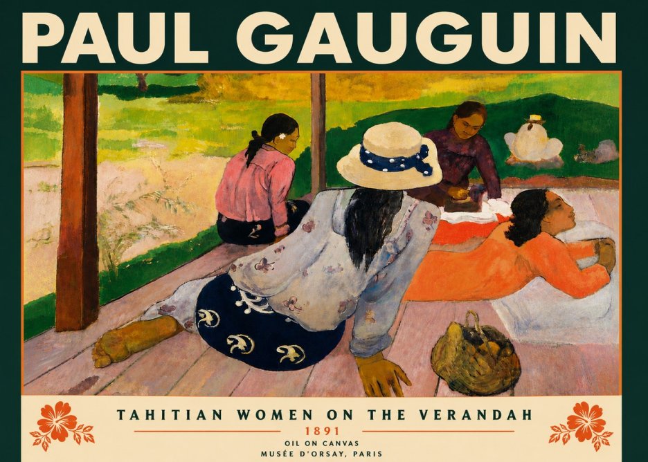 Paul Gauguin Tahitian Women on the Verandah No6 - Poster