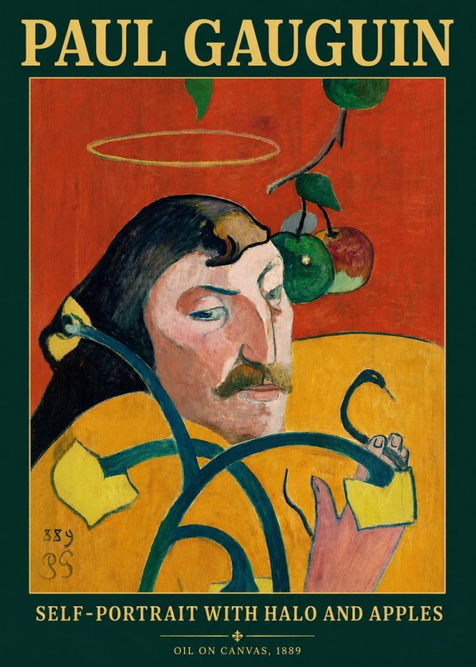 Paul Gauguin Self-portrait with Halo and Apples No3 - Poster