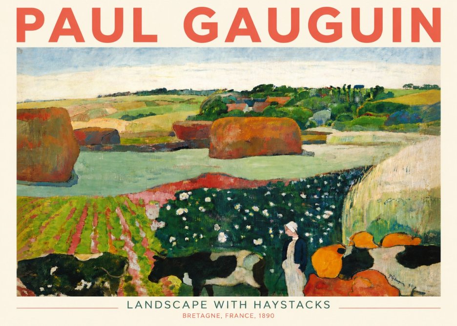 Paul Gauguin Landscape with Haystacks No4 - Poster