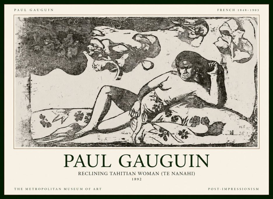 Paul Gauguin Reclining Tahitian Woman (Te Nanahi) No1 - Poster