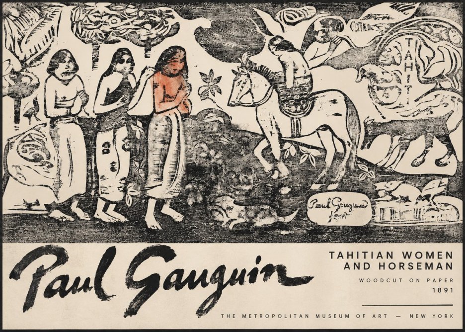 Paul Gauguin Tahitian Women and Horseman No3 - Poster