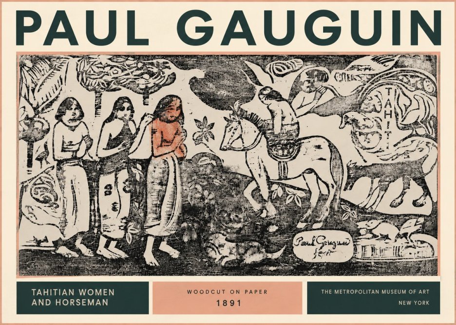 Paul Gauguin Tahitian Women and Horseman No4 - Poster