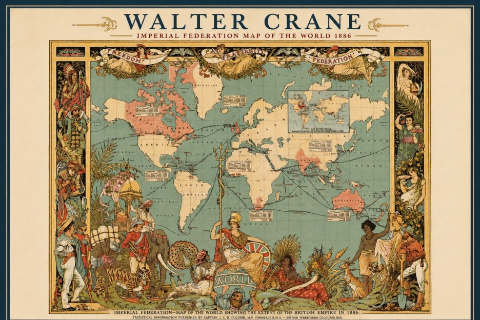 Walter Crane Imperial Federation Map of the World 1886 No2 - Poster