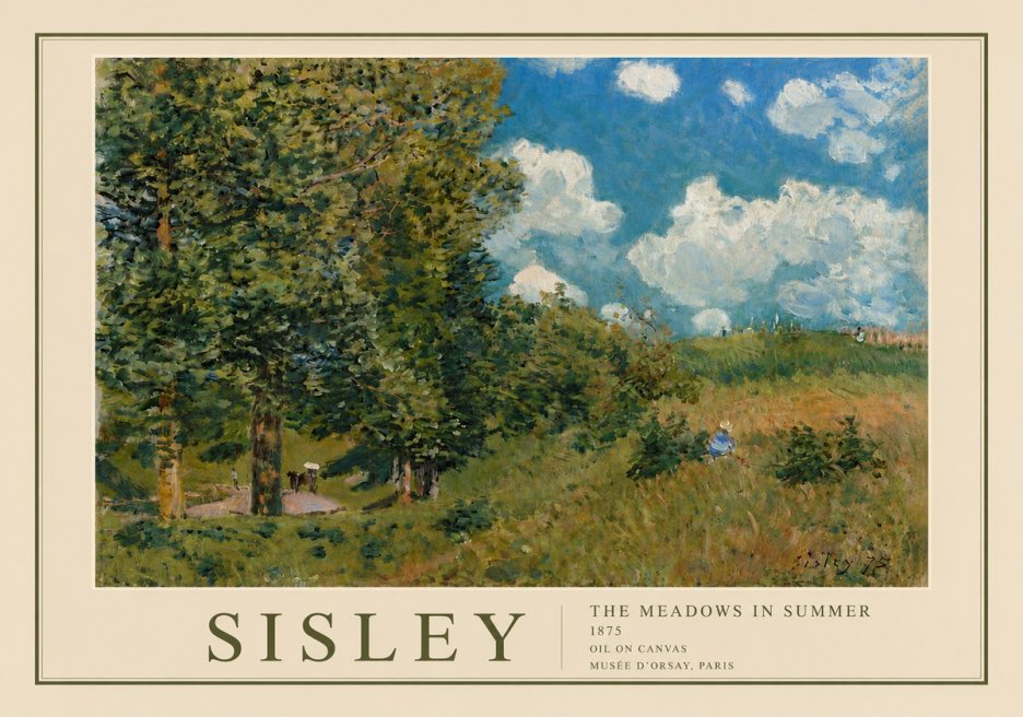 Sisley The Meadows in Summer, 1875 No6 - Poster