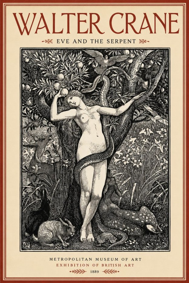 Walter Crane Eve and the Serpent No2 - Poster